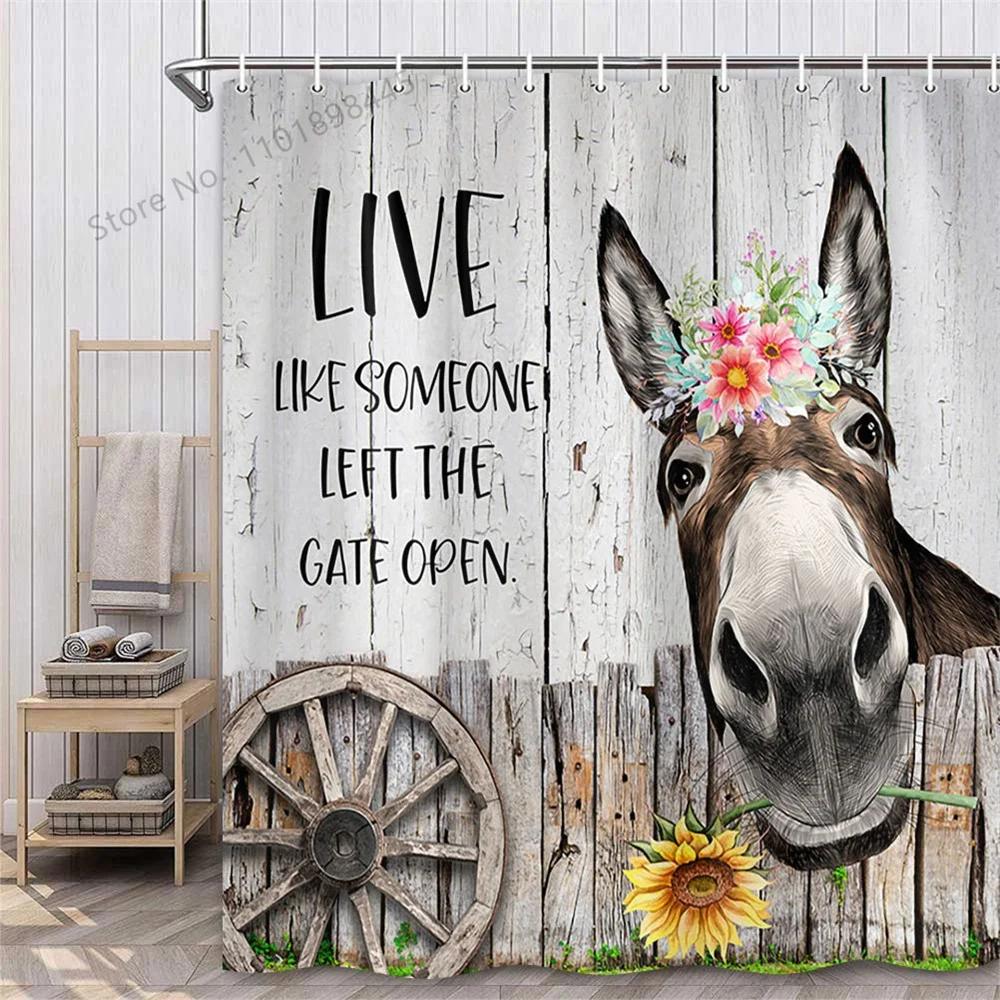 Lustiger Tier Duschvorhang Badewanne Yak Kuh Esel Dschungel Wildtiere Modern Minimalistisch Toilette Lesen Ziege Badezimmer Duschvorha