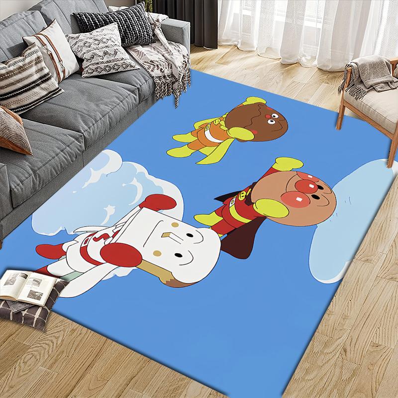 Anpanman Family Square Area Rug, Non-Slip Floor Mat for Bedroom, Perfect Gift for Anpanman Fans