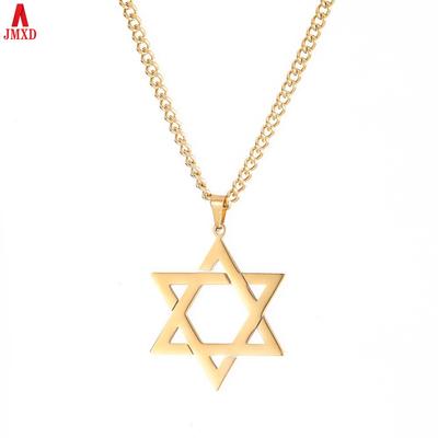 JMXD - Stainless Steel Hexagram Necklace Fashionable and Simple Wandering Pendant Retro Men and Women Lovers Hollow Out Pendant
