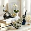 Resin Peacock Figurine Desktop Ornament Vintage Animal Statue Miniatures Bookshelf Living Room Home Decoration Collectible
