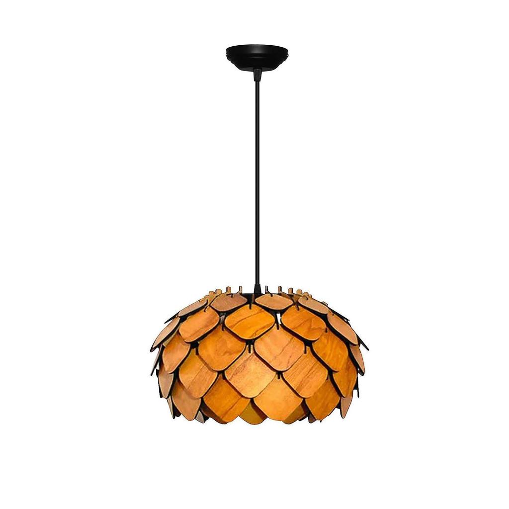 Wooden Pinecone Ceiling Light | lamp for Living Room | Rattan Hanging lamp for Drawing Room, Dining Room