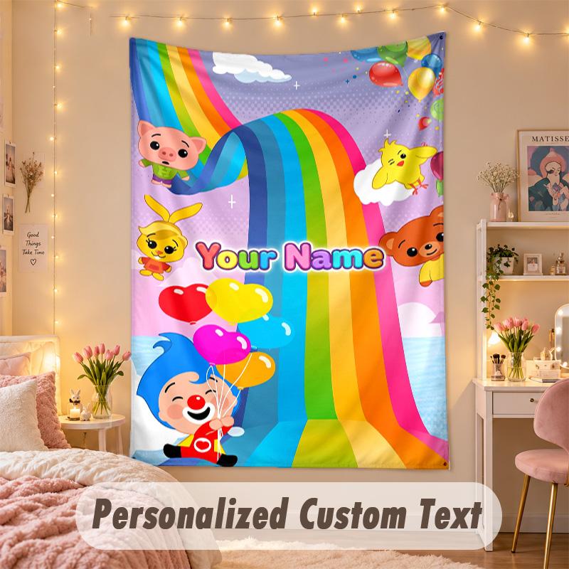 Benutzerdefinierter personalisierter Wandteppich, El Payaso Plim Plim Druck Benutzerdefinierter Name Text Wandkunst zum Aufhängen für Schlafzimmer