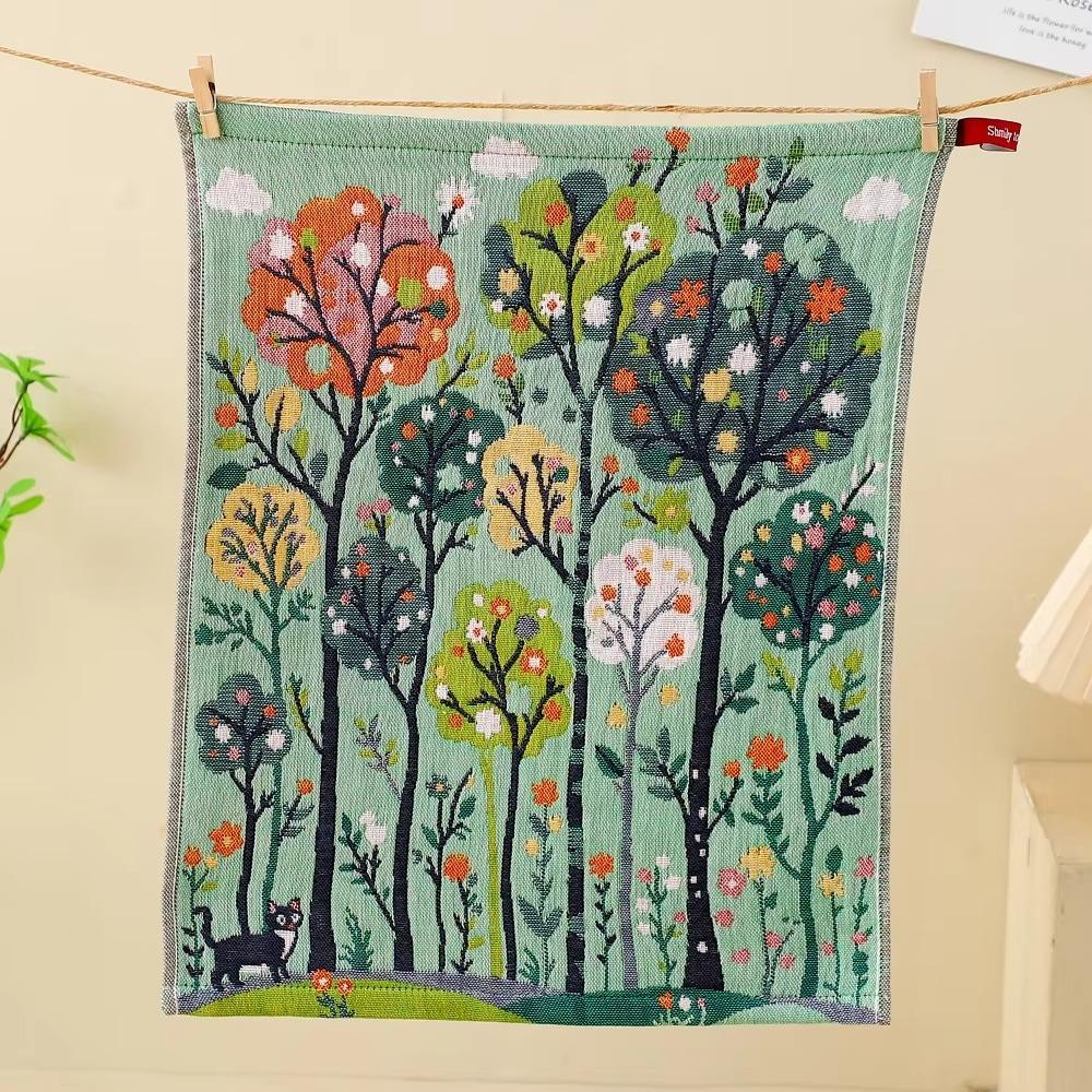 4pcs Quick Dry Pastoral Style Hand Towel 4 Layer Cotton Gauze Kitchen Towel  Restaurant
