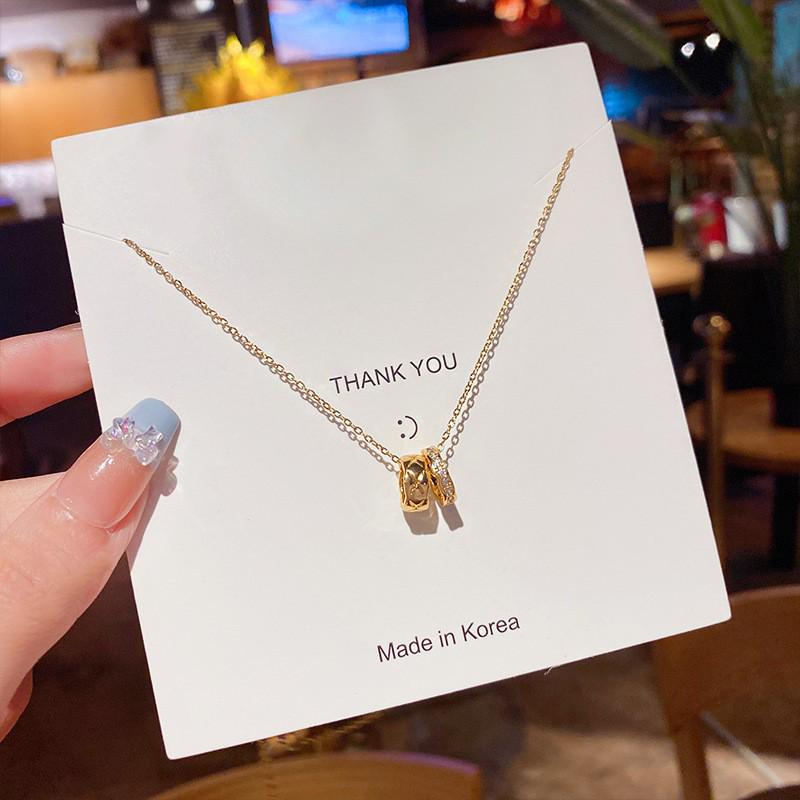 Elegant Zircon Titanium Steel Necklace: Women's Luxury Clavicle Chain with Fashion Pendant