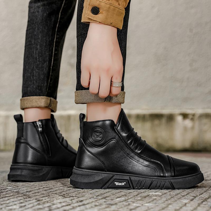Men's fashion cotton winter casual anti slip hight top wear-resistant thick soled outdoor shoesplush thicken comfort cotton shoe