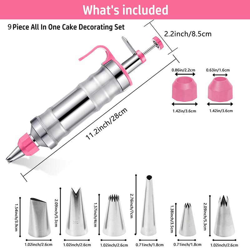 Dessert Decorating Syringe Set,Eusable Frosting Piping Gun, Cupcake Decorating Tools For Cakes, Cookies, Bread, And Desserts