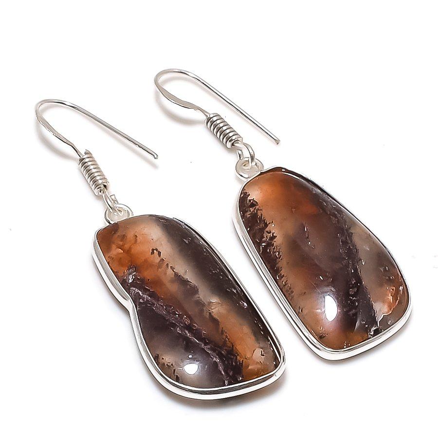 Natural Lodolite Quartz Gemstone 925 Sterling Silver Jewelry Earring 1.77 AE-12421