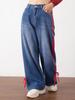 Womejeans Women's High Waist Patchwork Stripe Jeans - American Design, Spring/Summer, Loose & Slimming Fit