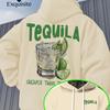 Men's Hooded Sweatshirt with Tequila and Lime Cocktail Print for Autumn/winter, Comfortable and Loose-fitting, Urban Style.