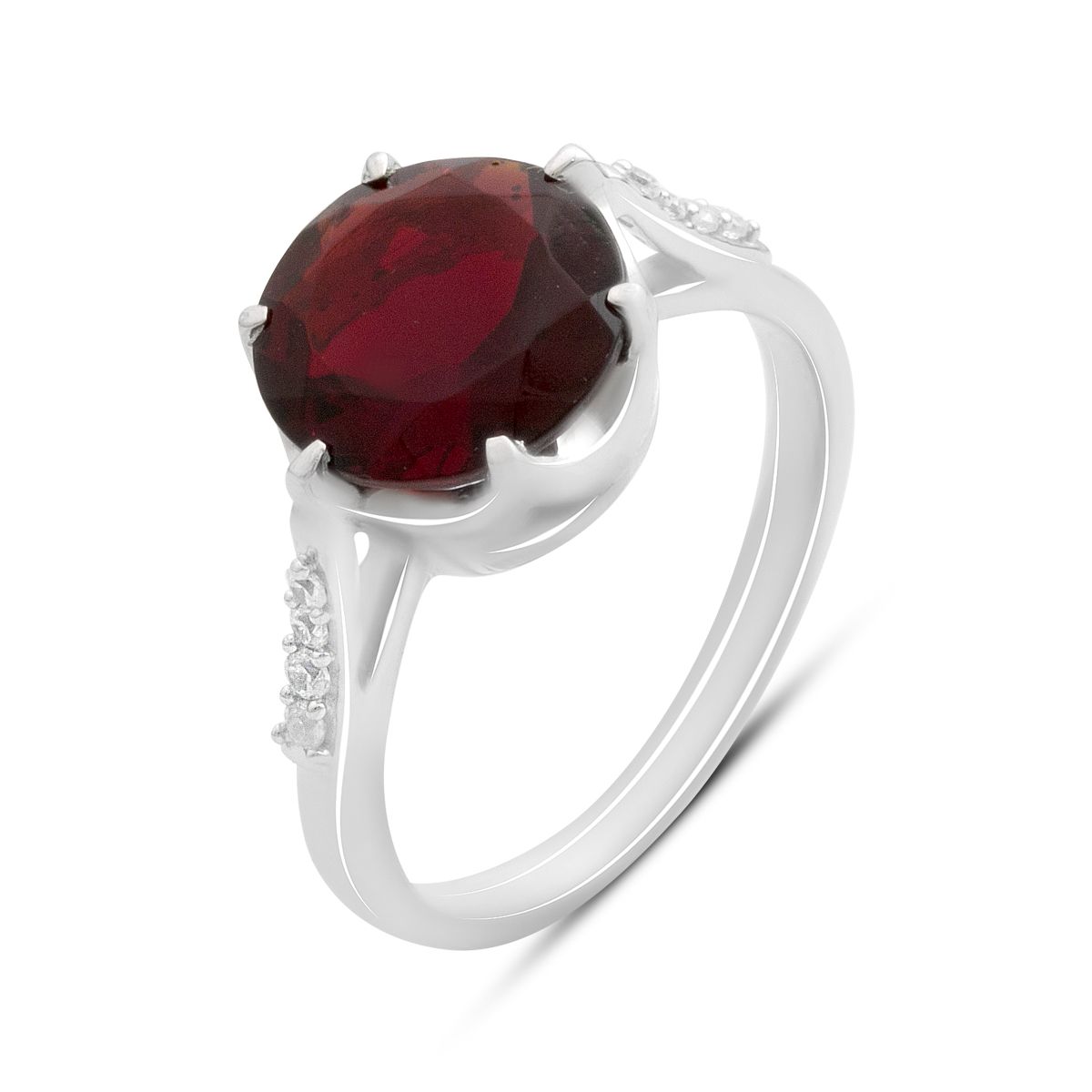 

Silver ring with artificial garnet nano 2.714ct, cubic zirconias, item weight 3.74 gr (60002152) 18 темні цукерки apple червоний колір