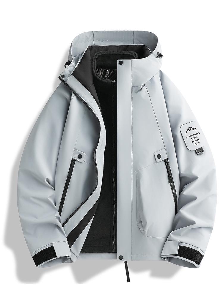 Skijacke Set: Schwarz-Gold-Fleece Warme Innenlage mit 75D Doppelwarp-Schuss, Drei-in-Eins-Design für Paare