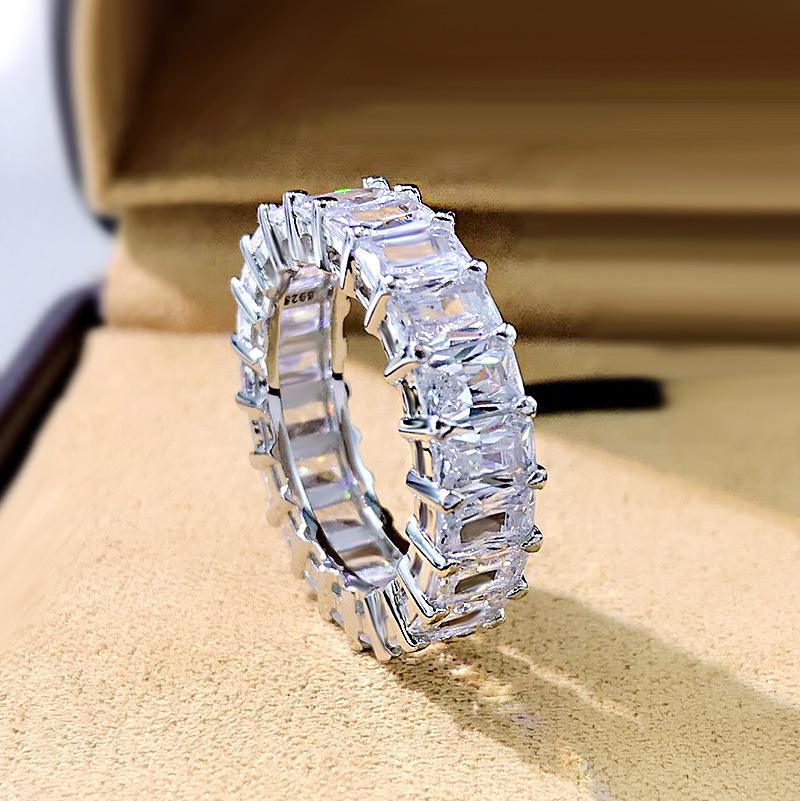 

Ювелирные изделия храма Луоси Серебро 925 пробы Имитация изумрудной огранки Женский свадебный комплект - Европейский и американский стиль Size 5