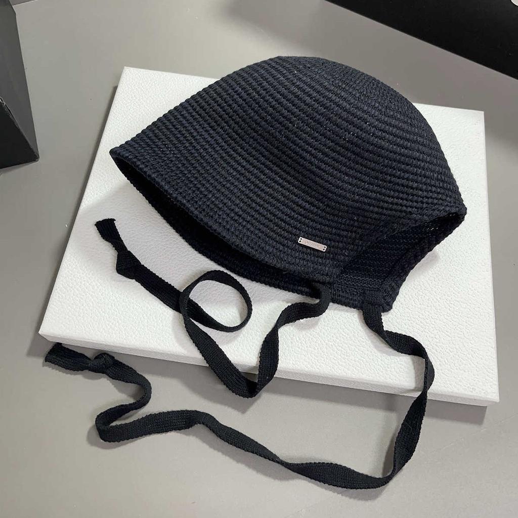 Ni Ni hat women's knitted breathable bucket hat solid color versatile casual sunscreen visor new