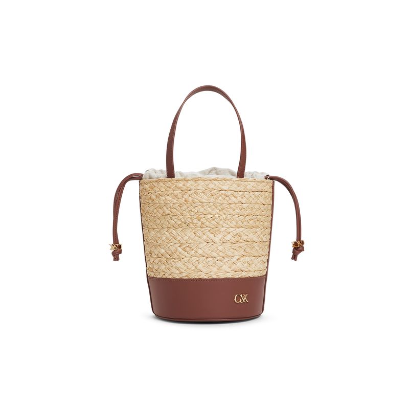 Charles & Keith Small CK Color Block Drawstring Closure Casual Versatile Leather Bucket Bag Crossbody Bag Tote Bag Medium Women bags SL2-10782395