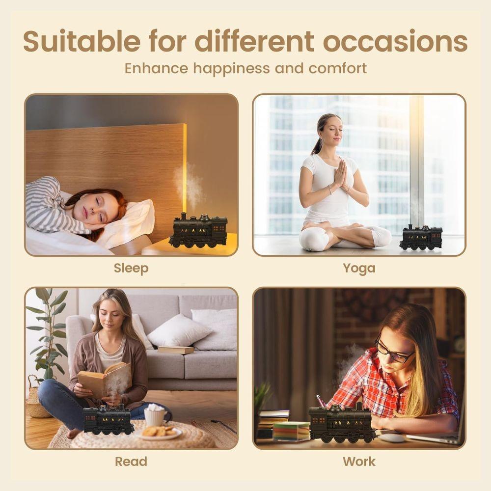 HOMLLY Dampfzug Diffusor Luftbefeuchter mit Licht (300ml)