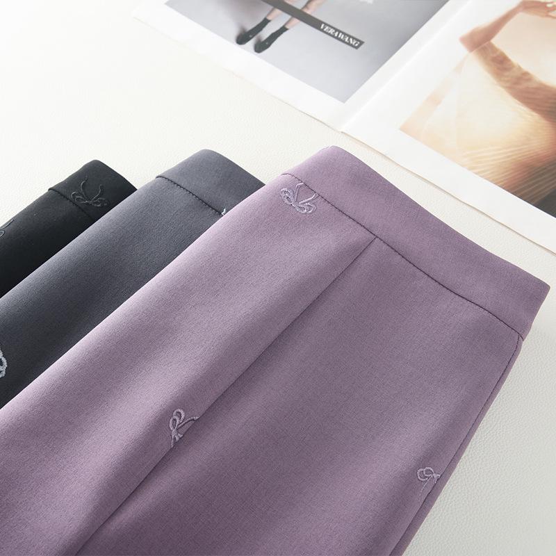 2025 Spring Women's High Waist Purple Fishtail A-Line Midi Skirt