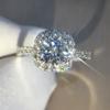 Open Ring for Women PT950 Plated Square CZ Engagement Ring Adjustable Proposal Ring
