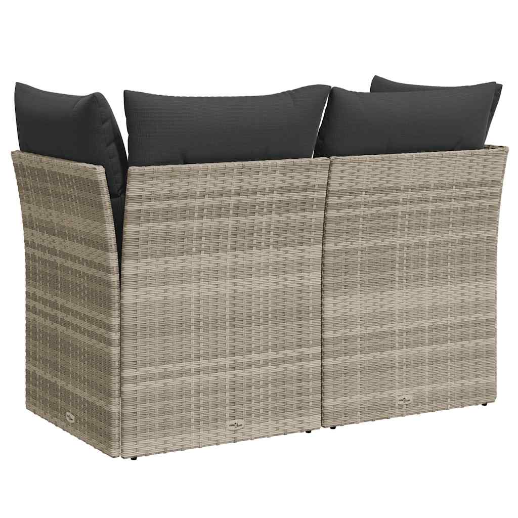 2 Seater Garden Sofa with Cushions Light Grey Poly Rattan