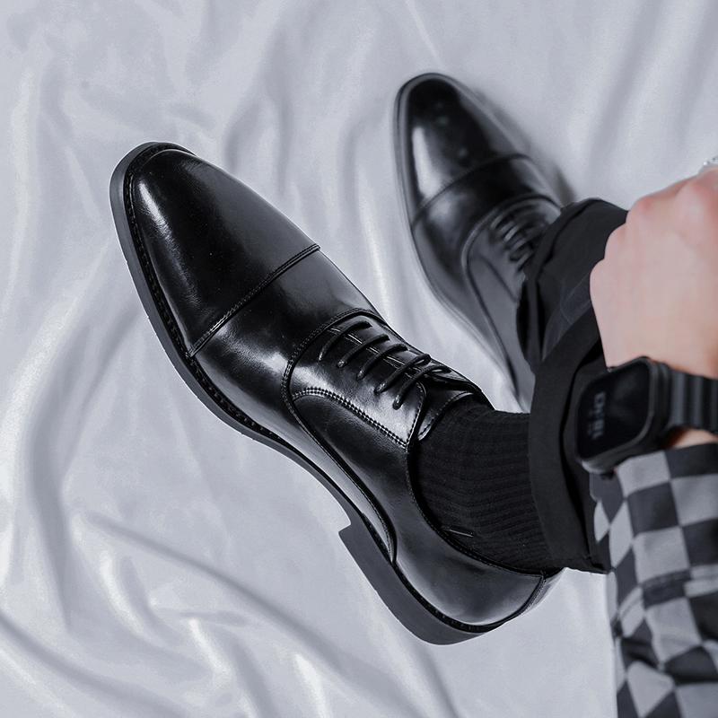 Invisible Inner Heightening Leather Shoes Martin Boots Cotton Business Dress Wedding Groom Chelsea Boots