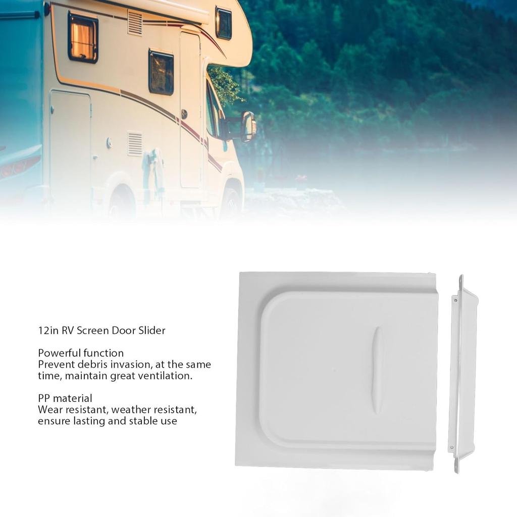 Aramox White RV Screen Door Slider, Prevents Debris, Great Ventilation, Easy Install, Fashionable Design, 12x12 inch Panel, Fits RV Trailer Motor