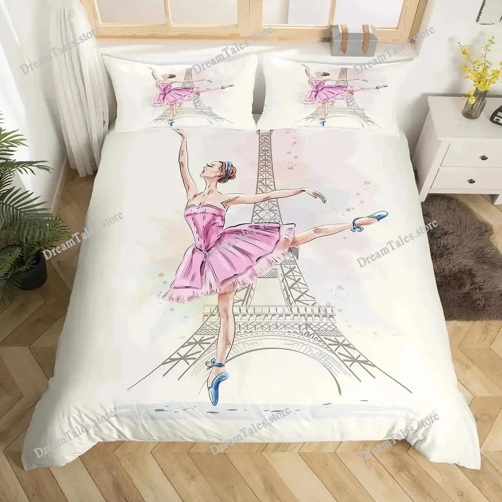 Vintage Eiffel Tower Duvet Cover Set Modern 3D Paris Theme Bedding Sets World Famous City Landscape Comforter Cover Quilt Cover7
