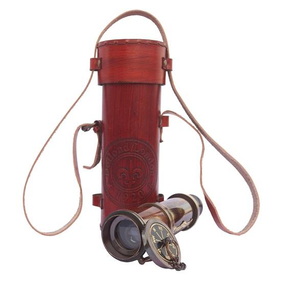 40,64 cm Messing-Teleskop mit Lederetui, Deko-Spionglas, Dekoratives Teleskop für Reisen, Wandern, Jagd, Navigation mit hoher Auflösung