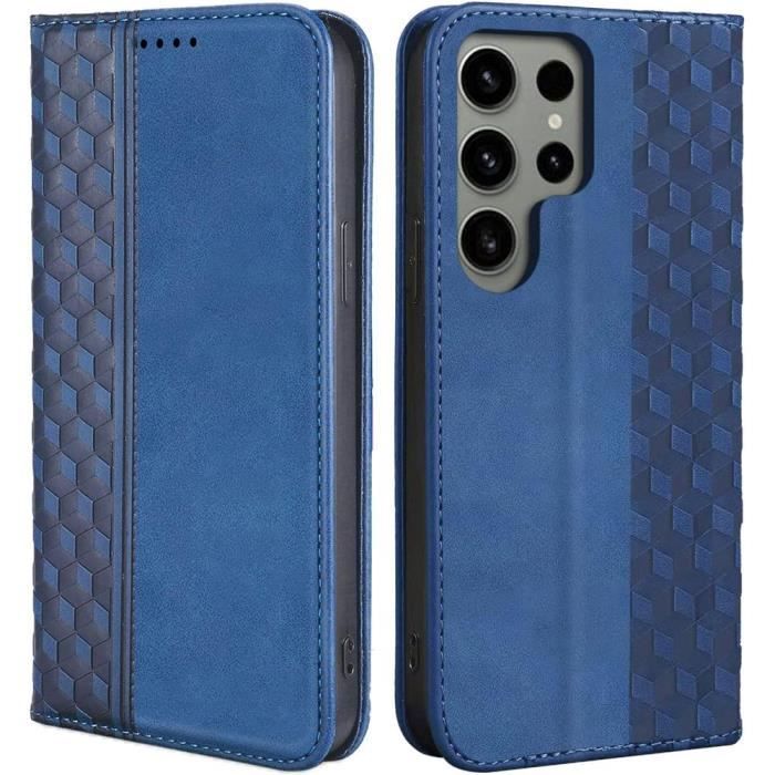 Protective Case - BOOLING - for Samsung Galaxy S23 Ultra - Synthetic Leather - Navy Blue - Anti-Scratch