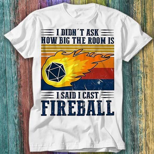 

DM I Cast Fireball DND Dragon Dungeon Master Wizard T Shirt Top Tee 214 4XL