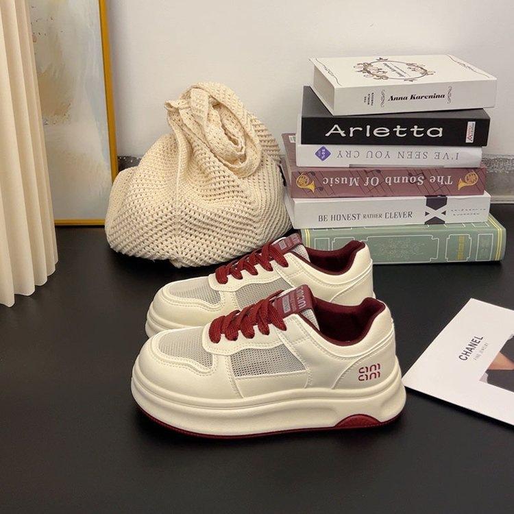 

Little white shoes women s 2025 new shoes spring thick-soled heightened mesh board shoes popular versatile casual shoes with skirts 40