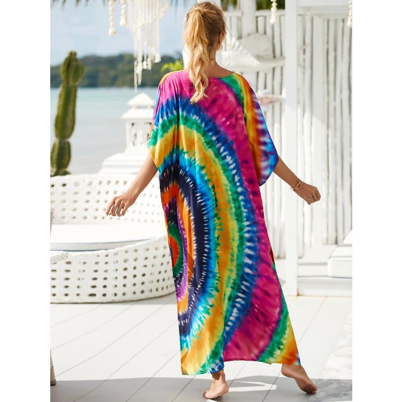 New Printed Robe Beach Resort Loose Plus Size Beach Dress Bikini Swimsuit Smock for Women