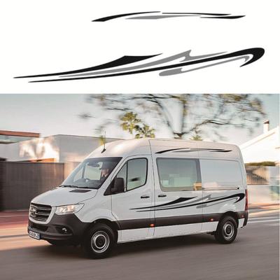 Zweiseitige Vinyl-Aufkleber mit schwarz-grauen Streifengrafiken für Wohnwagen, Reiseanhänger, Wohnmobile