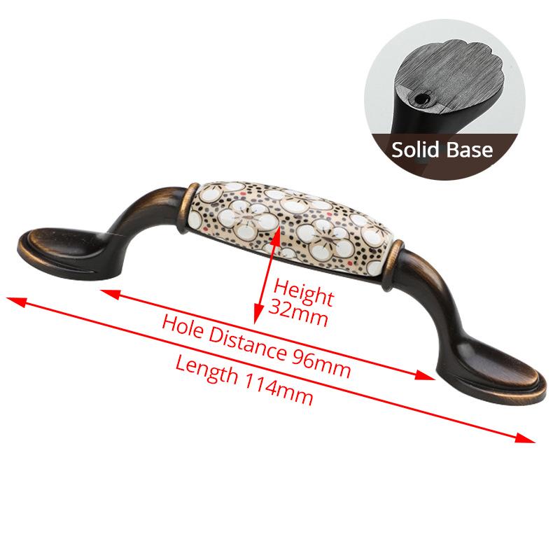 KAK Antique Bronze Ceramic Cabinet Handles Vintage Drawer Knobs Wardrobe Door Handles European Furniture Handle Hardware