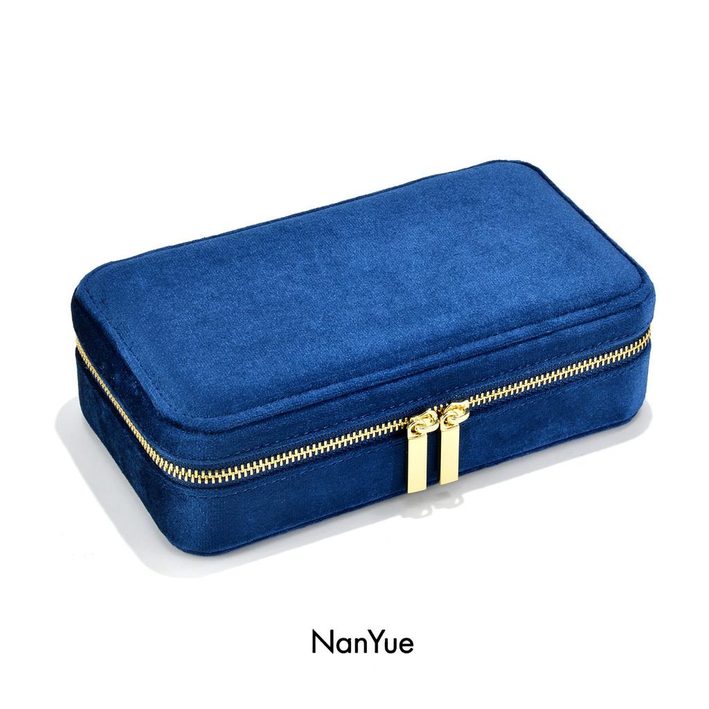 Velvet Jewelry Organizer For Rings And Earrings With Zipper Closure For Home Storage
