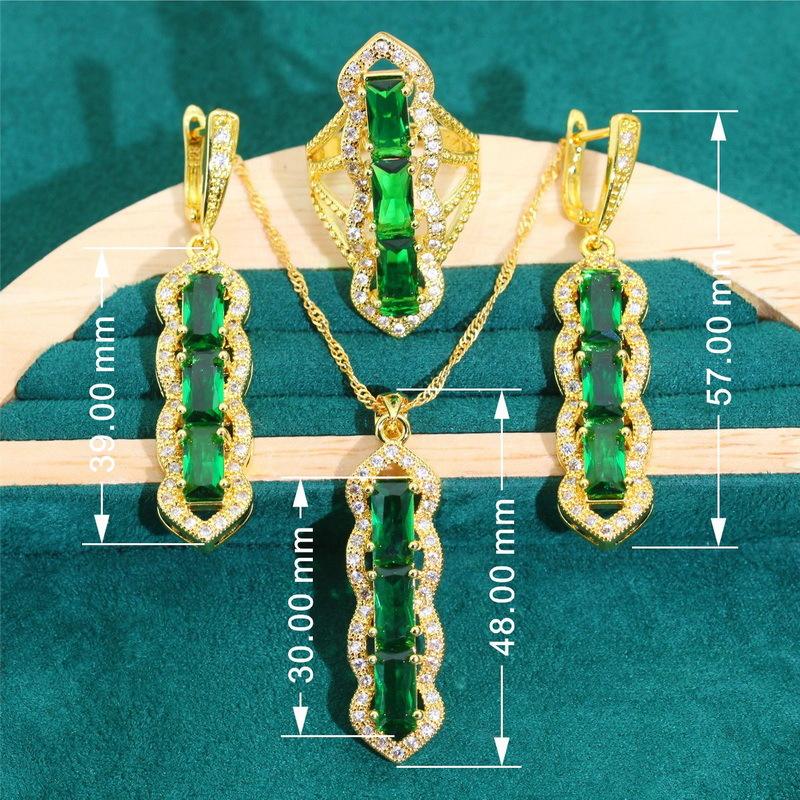 Korean Edition Jewelry Anti Allergic Zircon Bracelet Necklace Earring Ring Retro Jewelry Set