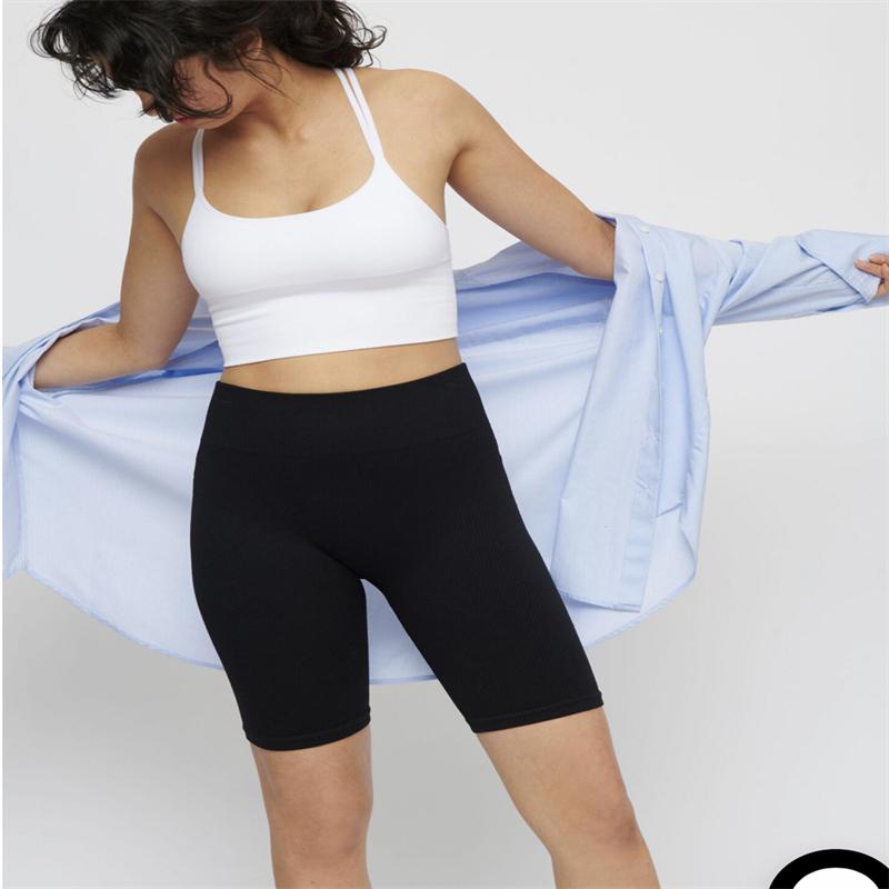 Hirsionsan Sommerstrikkede dameshorts Myk bomull fempunktsbukser Høyt midje og elastisitet Fitness Skinny Short Pants 2021