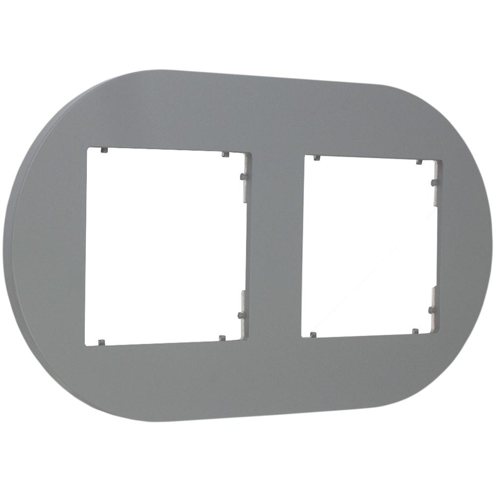Double frame for Karlik mini switches and sockets, round, matt gray, 27MRTO-2