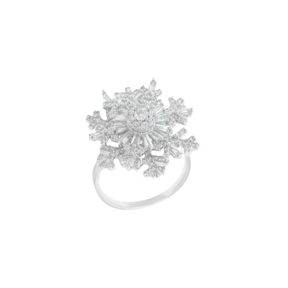 Light Luxury Snowflake Ring Sparkling Elegant Rotatable Snowflower Ring Fashion Jewelry Crystal Zircon Finger Ring Gifts