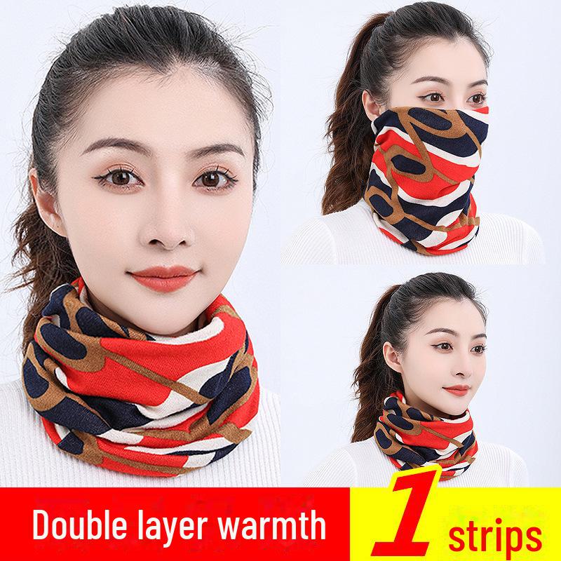 Autumn & Winter Multifunctional Double-Layer Twisted Neck Scarf Hat Mask