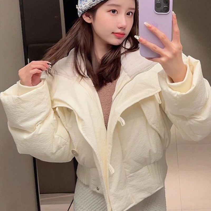 Down Cotton-padded Clothes Women's Short Loose Thickened Warm Bread Clothes Casual Retro Cotton-padded Clothes Couple Cotton-padded Jackets