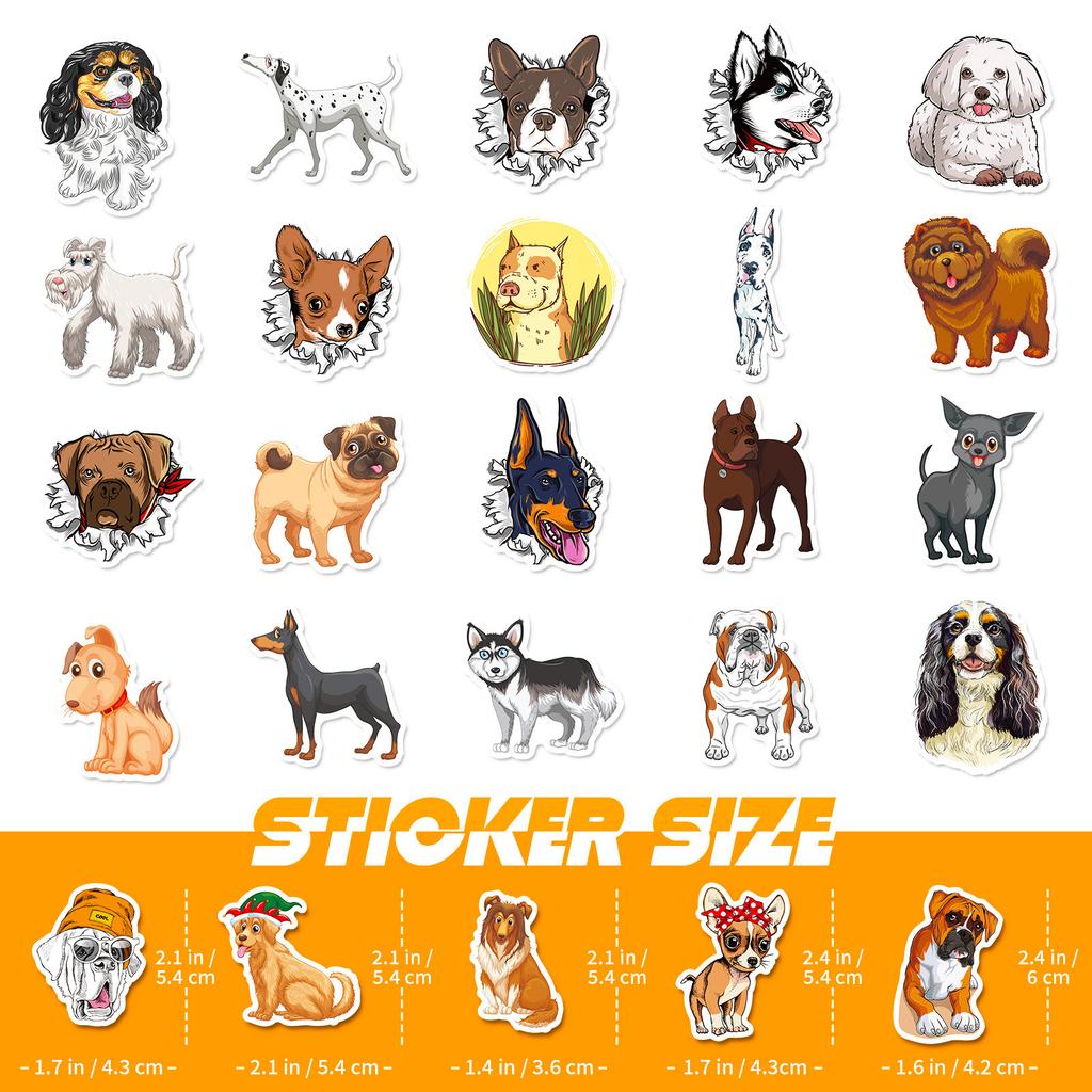 50 Husky Corgi German Shepherd Shar Pei Dachshund Multi-Series Graffiti Dog Mix And Match Stickers