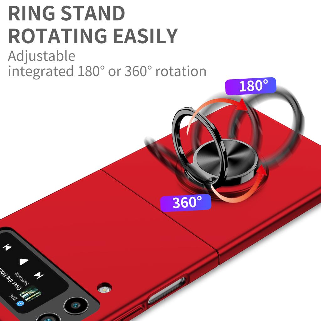 Anti -Knock Ring Holder Fitted Case For Samsung Galaxy Z Flip 4 Flip4 Flip 3 Flip3 5g Zflip4 Anti -Scratch Slim Phone Bag