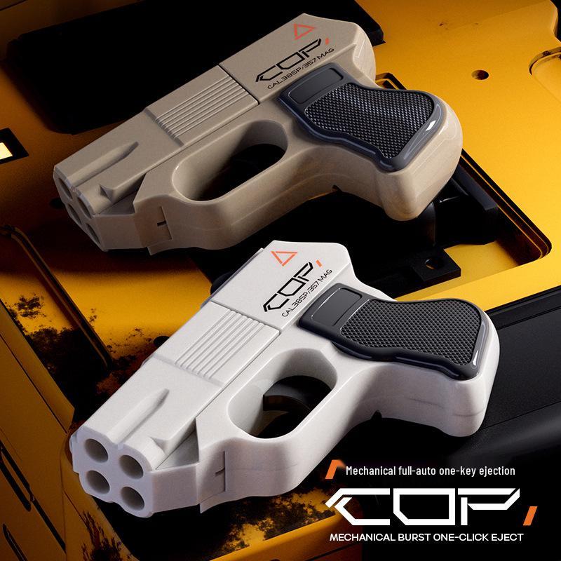 Mingjiangtang COP357 Life Card Toy Gun: Manual Continuous Fire Ejecting Shell Soft Bullet Gun for Kids.