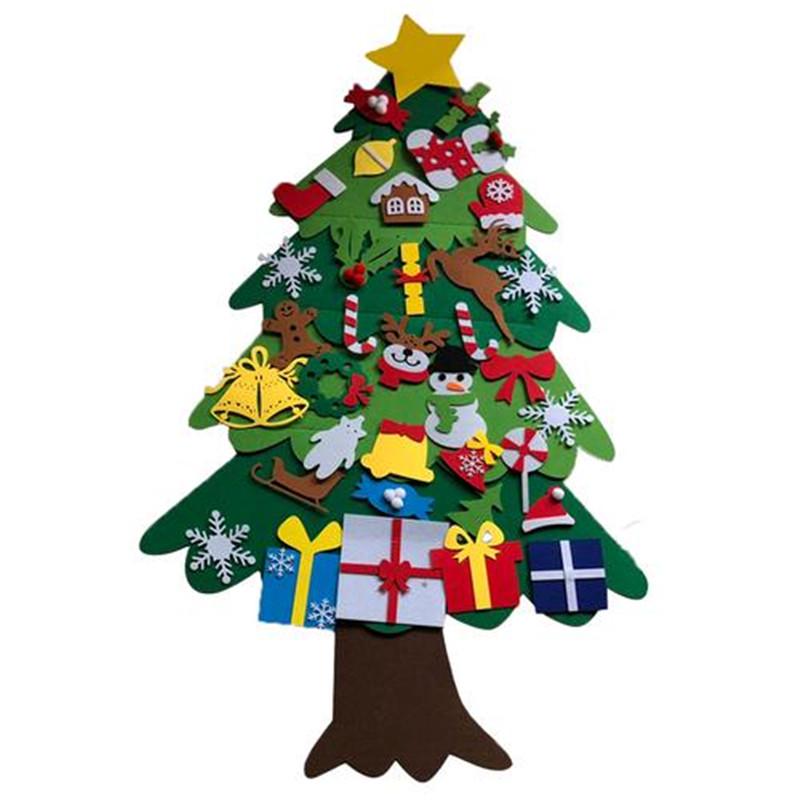 DIY Felt Christmas Tree Snowman Set Christmas Party Supplies with 30pcs Decoration for Children Gift