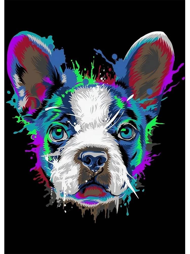 Abstract Watercolor French Bulldog Pug Posters Prints Canvas Painting Coloful Animal Dog Wall Art Picture Living Room Cuadros