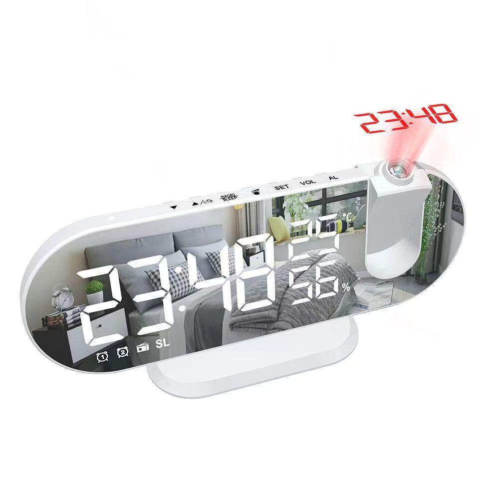 Multifunctional RGB Radio Projection Clock Creative LED Alarm Clock Temperature and Humidity Digital Projection Clock Mirror Electronic Clock