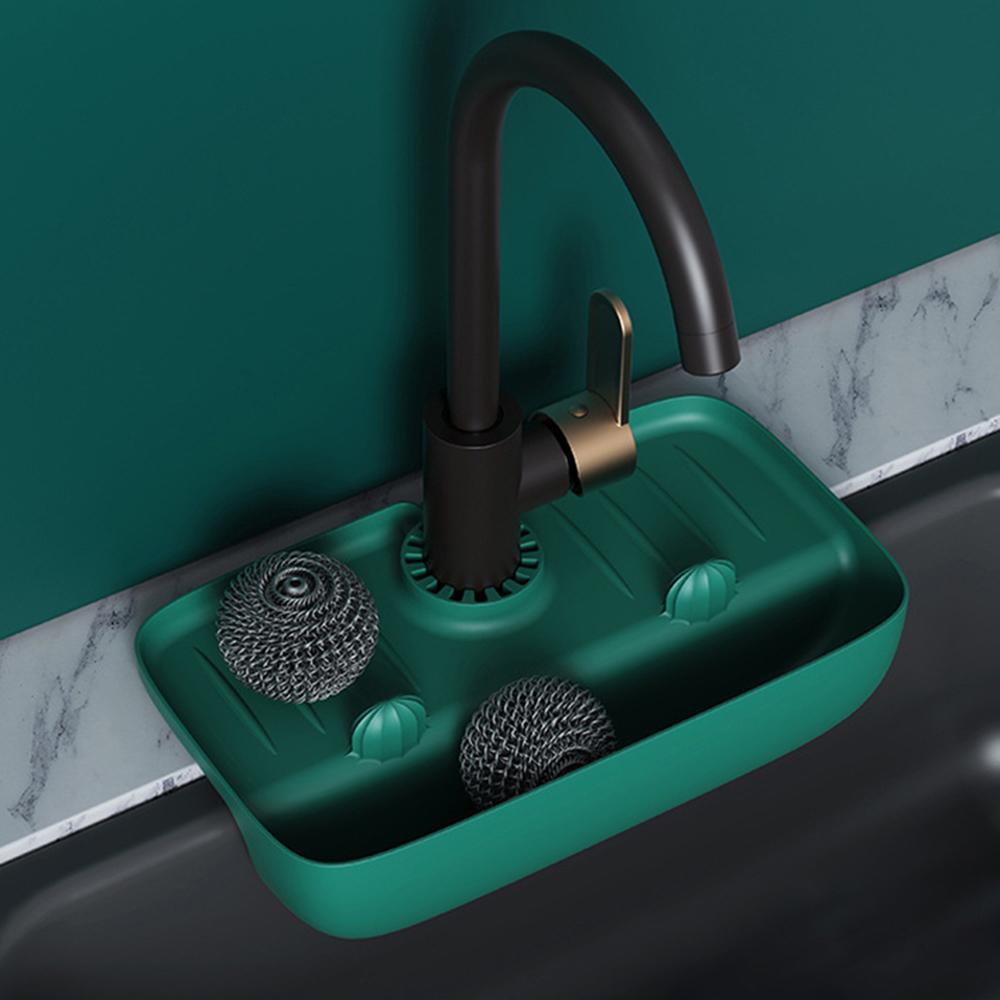 Faucet Splash Proof Drain Rack, Anti Slip Countertop Pad, Kitchen Cloth, Sponge Wiping Drain Storage Rack