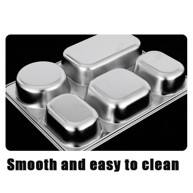 304 Stainless Steel Fast Food Plate Grid Plate With Lid Square Canteen Tableware For Children Adult