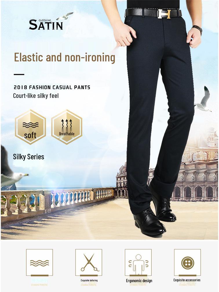 Men's Autumn Slim Fit Korean Style Black Business Casual Trousers