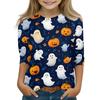 Print Tops For Youth Girls 5-16 Years Round Neck 3/4 Sleeves T-Shirts Trendy Tops Outfit Tees