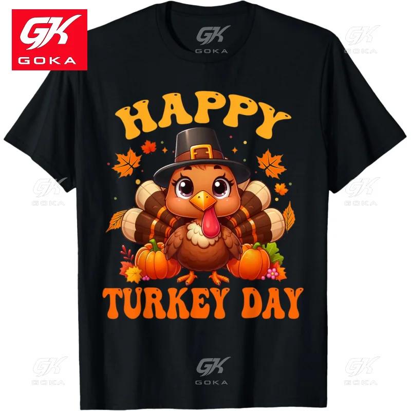 

Happy Turkey Day Women Shirt Top Thanksgiving Happy Autumn Cotton T Shirt Graphic Clothing Short Sleeve Printed Classic T Shirts S
